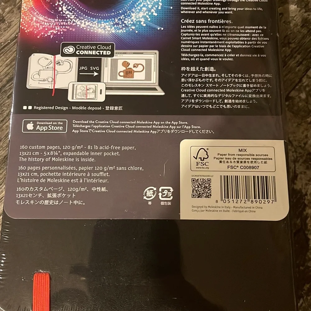 Moleskine Adobe Smart Notebook, Hard Cover SHIPS SAME DAY FREE GIFT